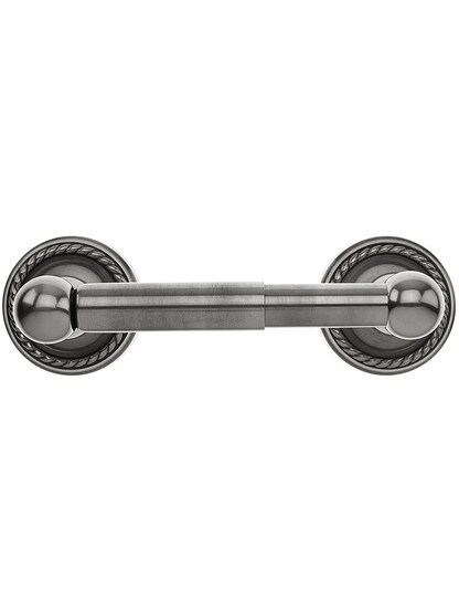 Brass Toilet-Paper Holder with Rope Rosettes in Antique Pewter.